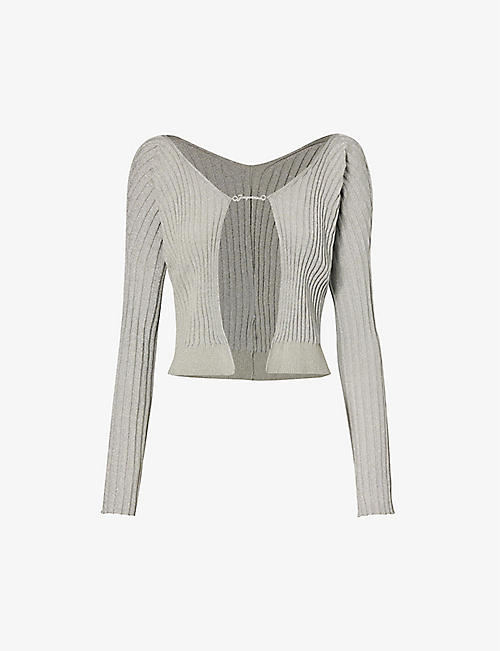 JACQUEMUS: Pralu chain-embellished open-front stretch-knit cardigan