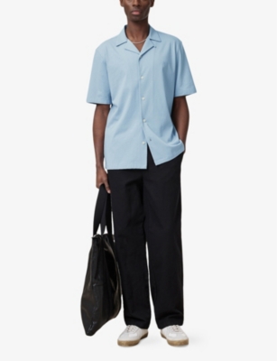 ALLSAINTS: Hudson logo-embroidered relaxed-fit organic-cotton shirt