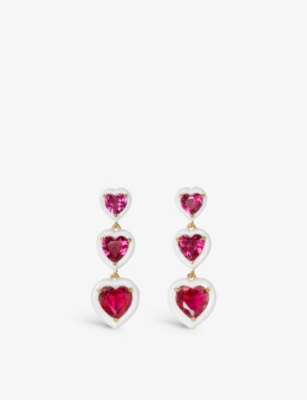 KATE SPADE NEW YORK: Linear brass and cubic zirconia earrings