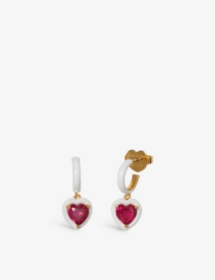 KATE SPADE NEW YORK: Huggies brass and cubic zirconia earrings