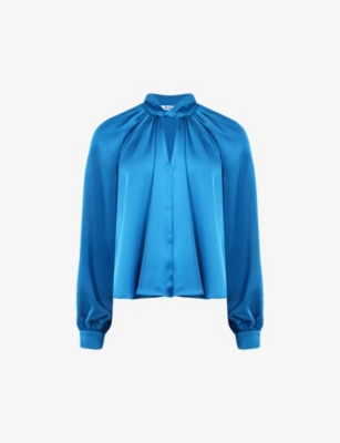 RO&ZO - Twist-neck keyhole-detail satin blouse | Selfridges.com