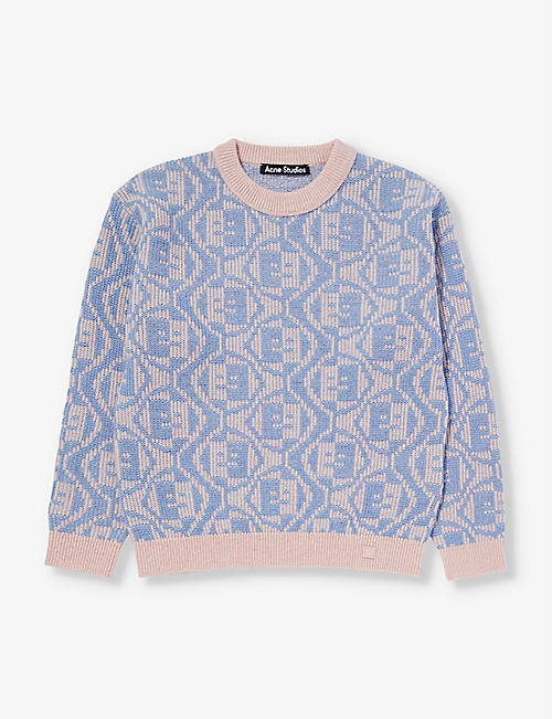 ACNE STUDIOS: Logo-jacquard wool and cotton-blend jumper 6-8 years