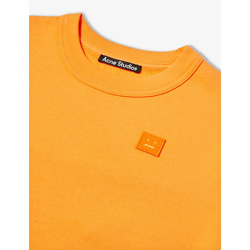 Shop Acne Studios Boys Mandarin Orange Kids Logo-patch Cotton-jersey Sweatshirt 6-8 Years In Green