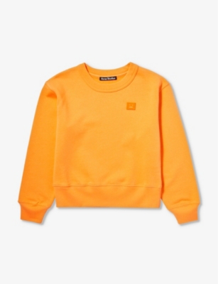 Acne Studios Boys Mandarin Orange Kids Logo-patch Cotton-jersey Sweatshirt In Green