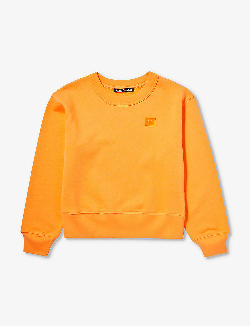 Acne Studios Boys Mandarin Orange Kids Logo-patch Cotton-jersey Sweatshirt In Green