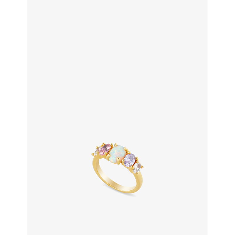 Shop July Child Women's Gold Skye 18ct Yellow Gold-plated Brass And Zirconia Ring