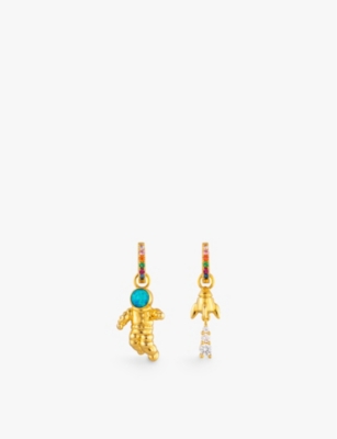 July Child Womens Gold Astrogal 18ct Gold-plated Brass Earrings