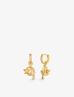 JULY CHILD: Twinkle Moon 18ct gold-plated brass earrings