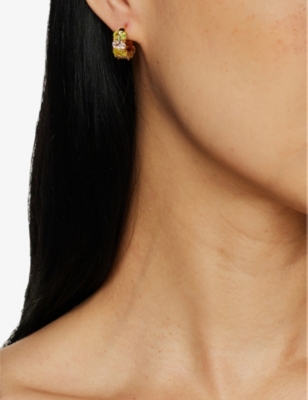 Shop July Child Women's Gold Gia Yellow Gold-plated Brass Huggie Hoop Earrings