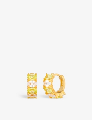 July Child Womens Gold Gia Yellow Gold-plated Brass Huggie Hoop Earrings