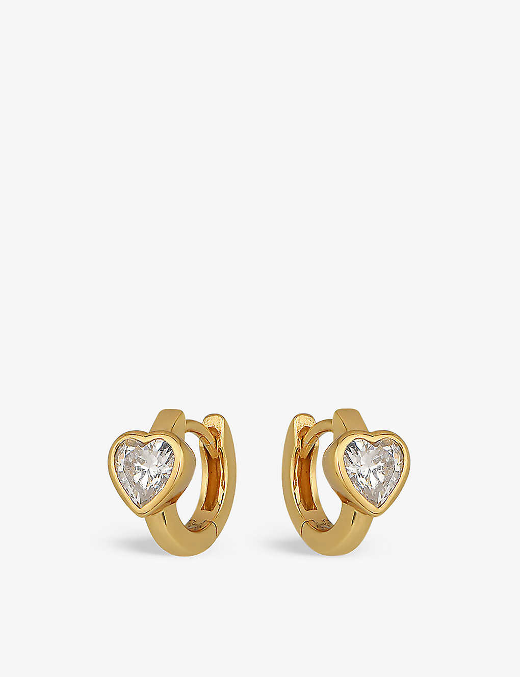 July Child Womens Gold Heart Yellow Gold-plated Brass Huggie Hoop Earrings