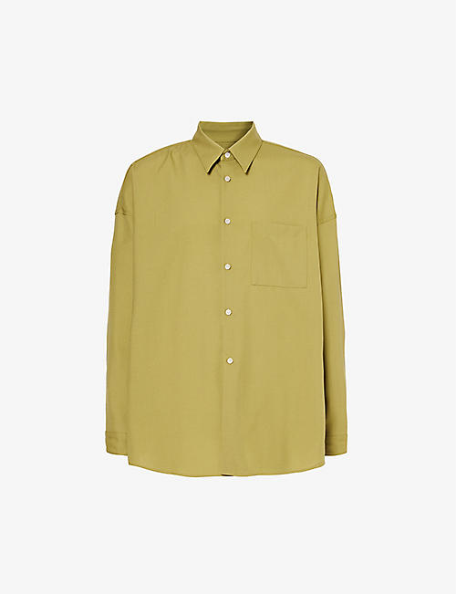 MARNI: Brand-embroidered relaxed-fit wool shirt