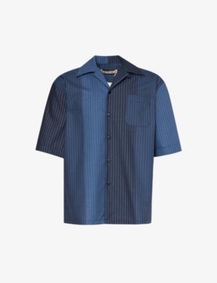 Marni Mens Blumarine Striped Short-sleeved Wool Shirt