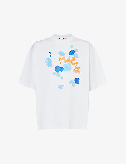 MARNI: Brand-print crewneck cotton-jersey T-shirt