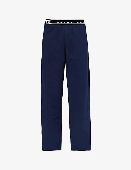 MARNI: Branded-waistband straight-leg relaxed-fit cotton-jersey trousers