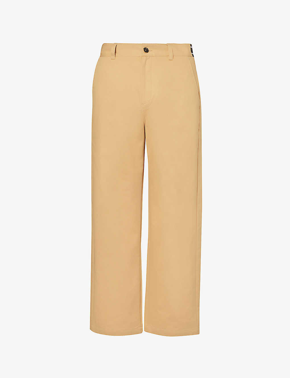 Shop Marni Branded-waistband Straight-leg Cotton Trousers In Buttercream