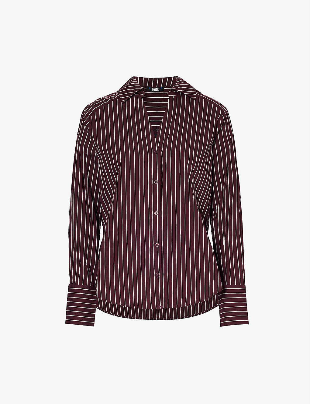 Paige Davlyn Striped Cotton Shirt In Plum/claret