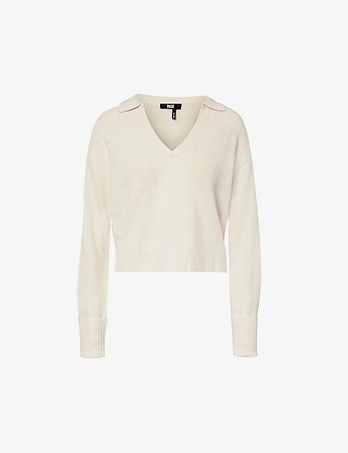 PAIGE: Maxie V-neck recycled-cashmere and cashmere-blend jumper