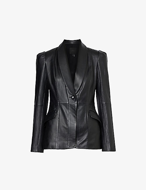 PAIGE: Ciarra single-breasted leather blazer