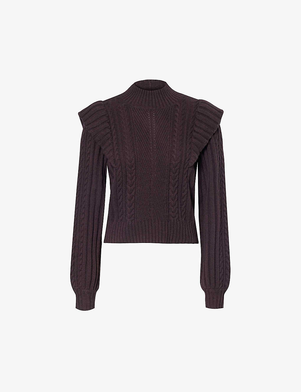 Paige Kate High-neck Wool-blend Sweater In Plum/claret