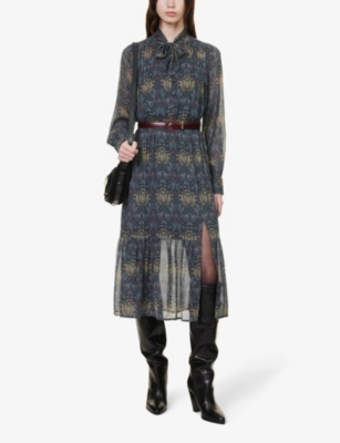 Shop Paige Women's Charcoal/ Iced Slate Morris & Co. X Koralina Silk Midi Dress