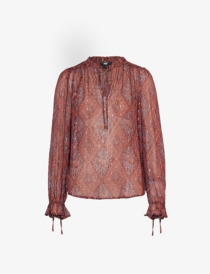 PAIGE: Fia abstract-pattern woven blouse