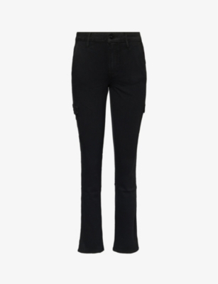 Paige Womens Black Shadow Jolie Tapered-leg High-rise Stretch-denim Blend Trousers