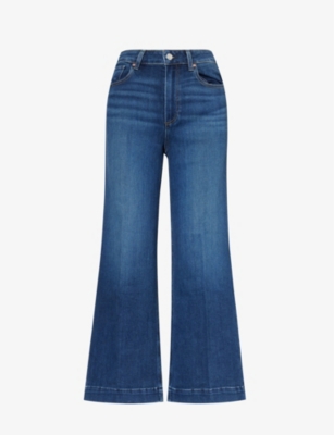 Shop Paige Women's Sketchbook Anessa Wide-leg Cropped Stretch-denim Jeans