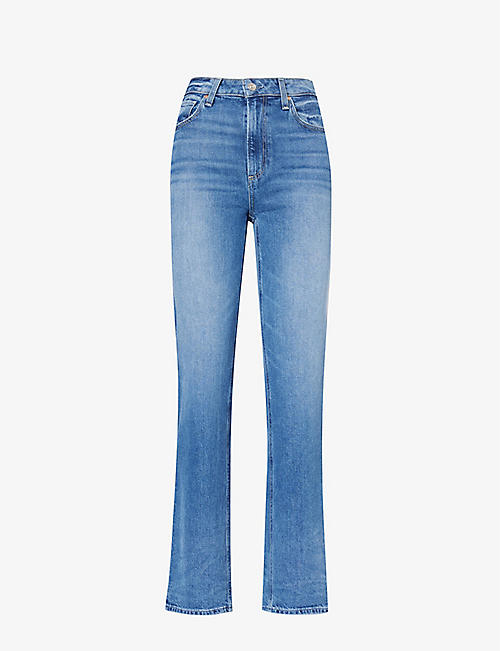 PAIGE: Stella slim-fit straight-leg mid-rise stretch-denim jeans