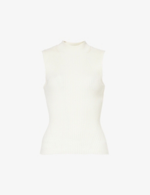 Shop Paige Women's Ivory Fidelia Slim-fit High-neck Knitted Top