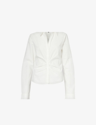 Shop Paige Womens White Alera Pleated Regular-fit Cotton Shirt