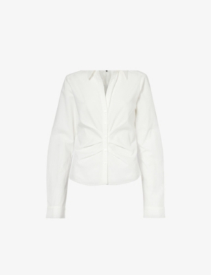 Paige Alera Gathered Button-front Shirt In White