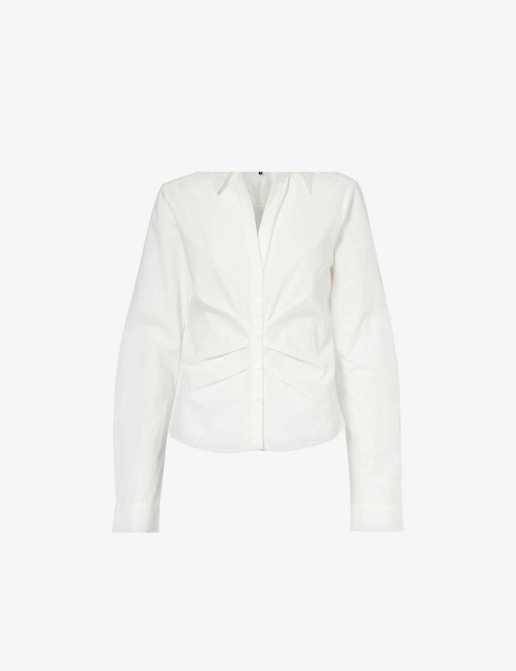 Shop Paige Women's White Alera Pleated Regular-fit Cotton Shirt