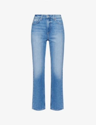 Shop Paige Noella Slim-leg High-rise Organic Stretch-denim Jeans In Navy