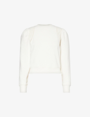Shop Paige Womens Ivory Dorea Contrast-panel Regular-fit Cotton-jersey Sweatshirt