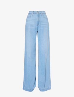 Paige Womens Creation Harper High-rise Wide-leg Denim-blend Jeans In Blue