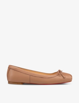 Shop Christian Louboutin Women's Blush Mamadrague Bow-embellished Leather Flats