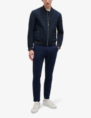 BOSS: Ribbed-collar regular-fit woven bomber jacket