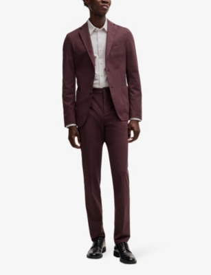 Hugo Boss Slim-fit Shirt In Patterned Performance-stretch Fabric In Open White
