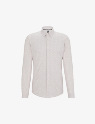 BOSS: Graphic-print slim-fit cotton-blend shirt