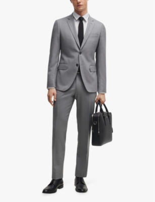 Hugo Boss Slim-fit Shirt In Structured Performance-stretch Fabric In White