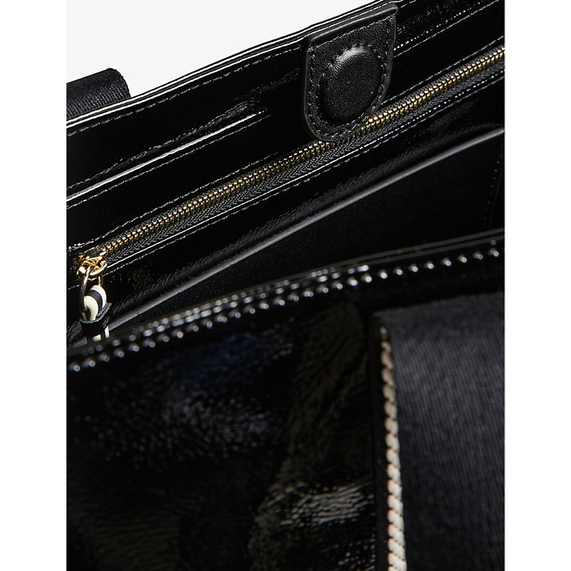 Shop Ted Baker Women's Black Branded-trim Faux-leather Tote Bag