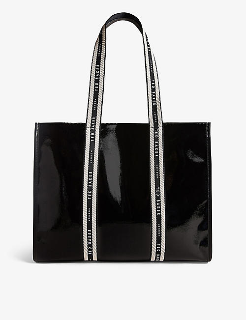 TED BAKER: Branded-trim faux-leather tote bag
