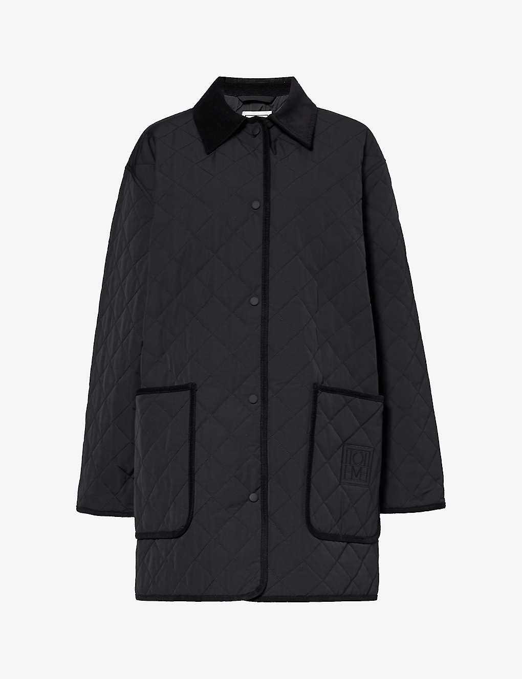 Shop Totême Corduroy-trim Quilted Recycled-polyester And Organic-cotton-blend Jacket In Black