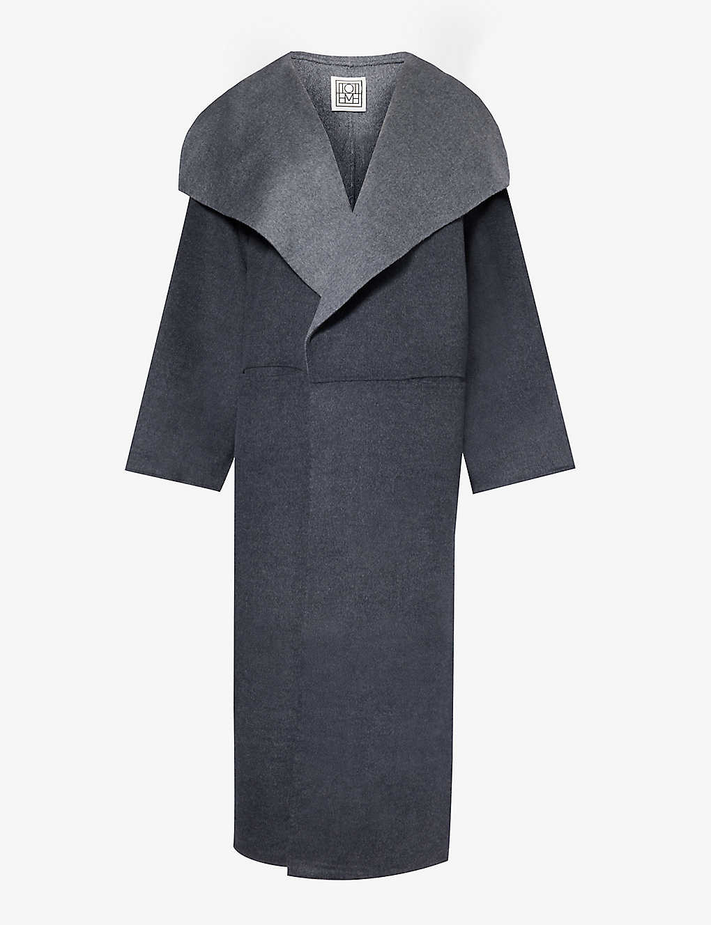 Shop Totême Toteme Womens Dark Greymelange Signature Shawl-collar Wool And Cashmere-blend Coat