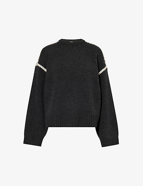 TOTEME: Contrast-trim wool, cashmere and cotton-blend jumper