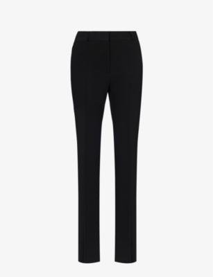Shop Totême Toteme Women's Black Straight-leg High-rise Woven-blend Trousers
