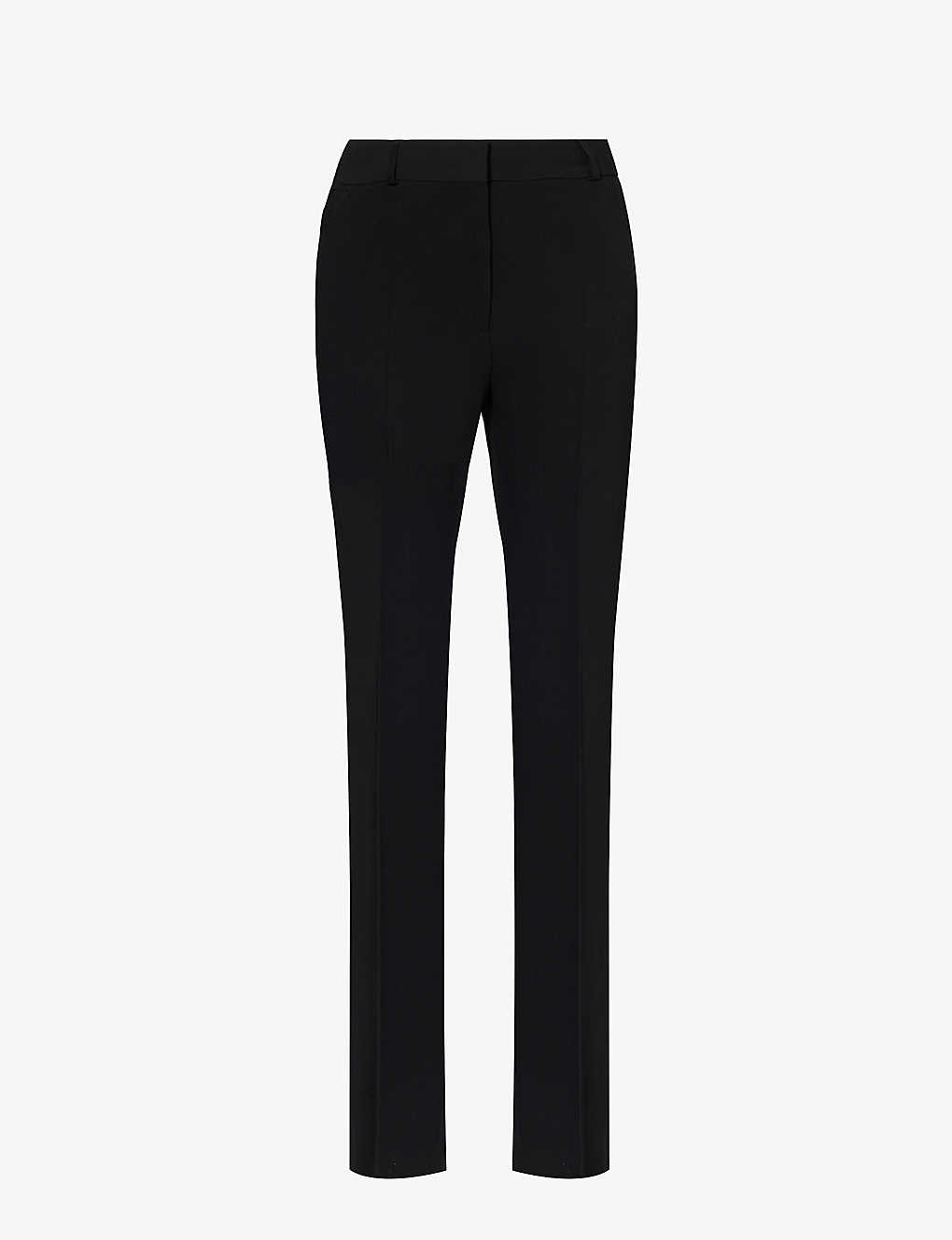 Shop Totême Toteme Women's Black Straight-leg High-rise Woven-blend Trousers