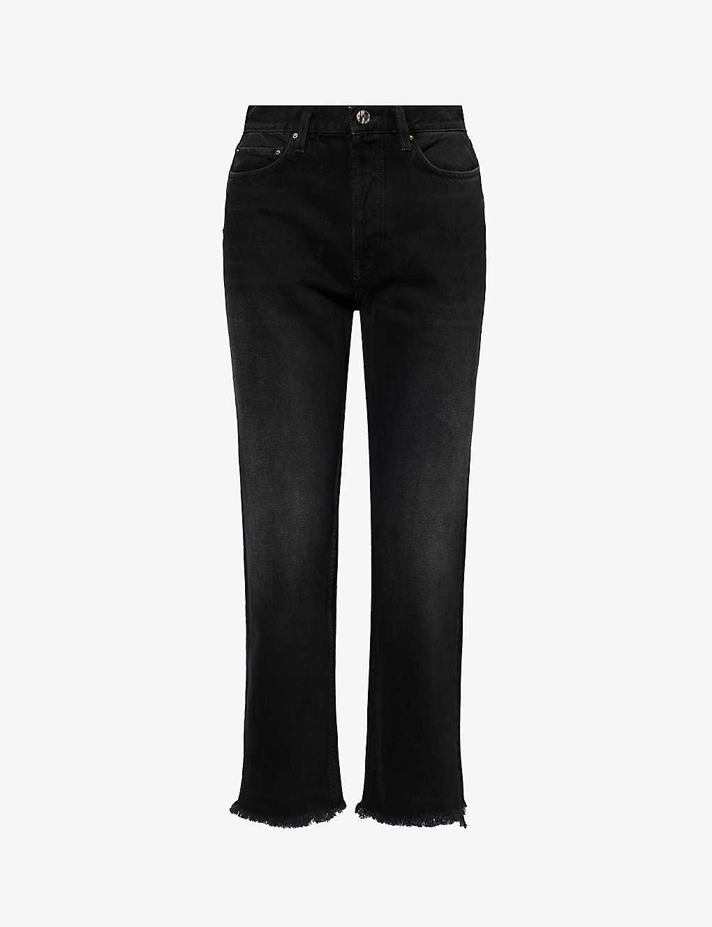 Totême Toteme Womens Faded Black Straight-leg Mid-rise Organic-cotton Jeans