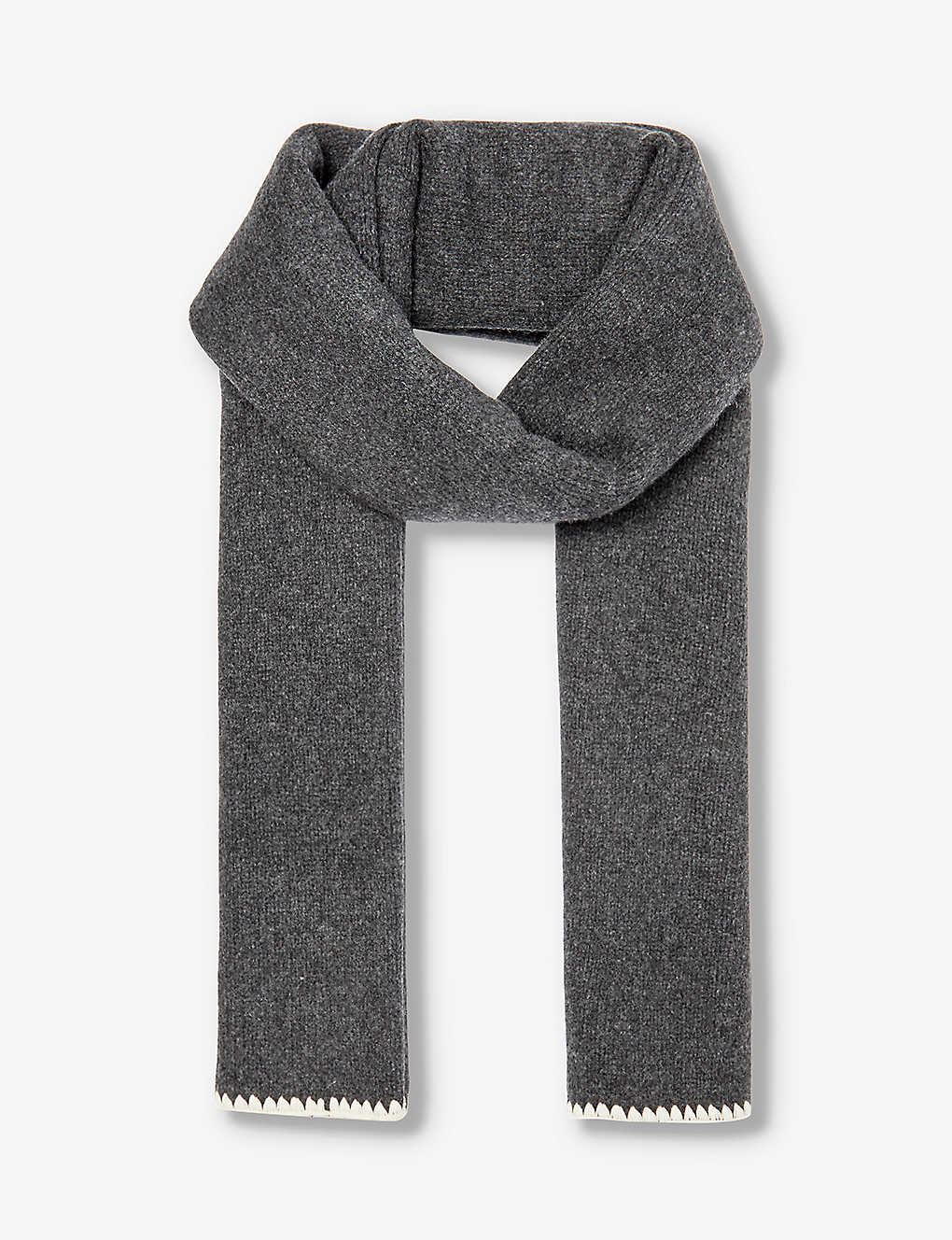 Totême Contrast-trim Wool-blend Scarf In Grey Melange
